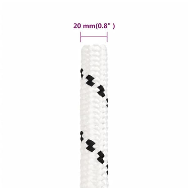 152789 vidaXL Arbetslina Vit 20 mm 25 m Polyester