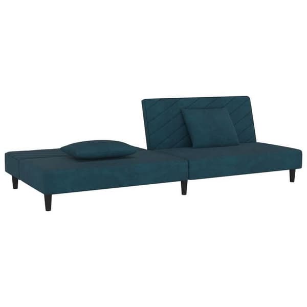 vidaXL 2-sits bäddsoffa med två kuddar Sammetsblå 375909