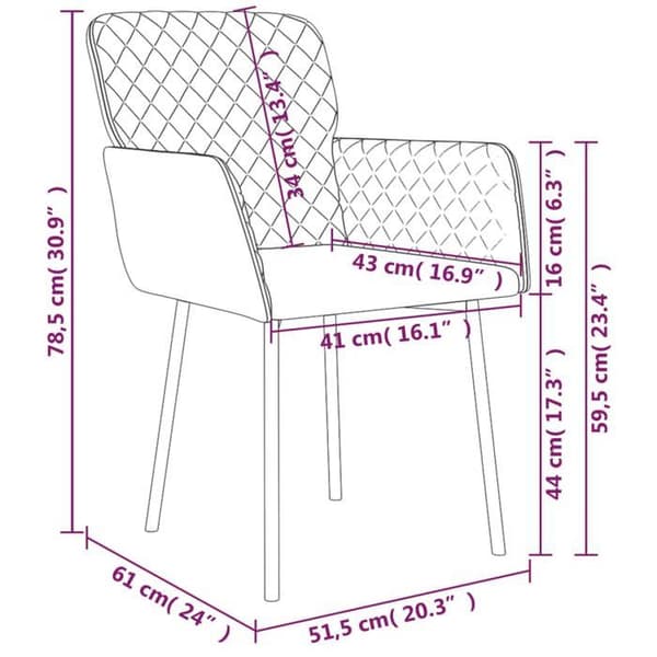 vidaXL Matstolar set om 2 Rosa Sammet 344783
