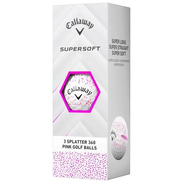 Låda med 12 Callaway Supersoft Splatter 360 golfbollar
