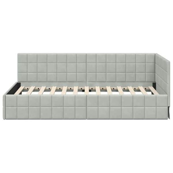 vidaXL Hörnsängram Ljusgrå 90 cm x 200 cm Sammet 42016388