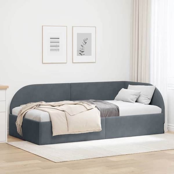 vidaXL Hörnsängram Mörkgrå 100 cm x 200 cm Sammet 42016657
