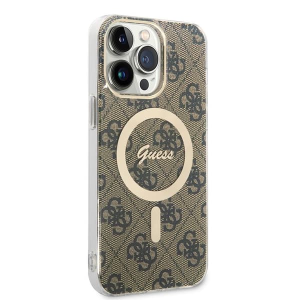 Coque Guess IML 4G MagSafe för iPhone 15 Pro Max - Brun