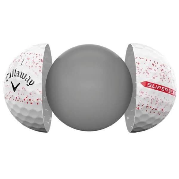 Låda med 12 Callaway Supersoft Splatter 360 golfbollar
