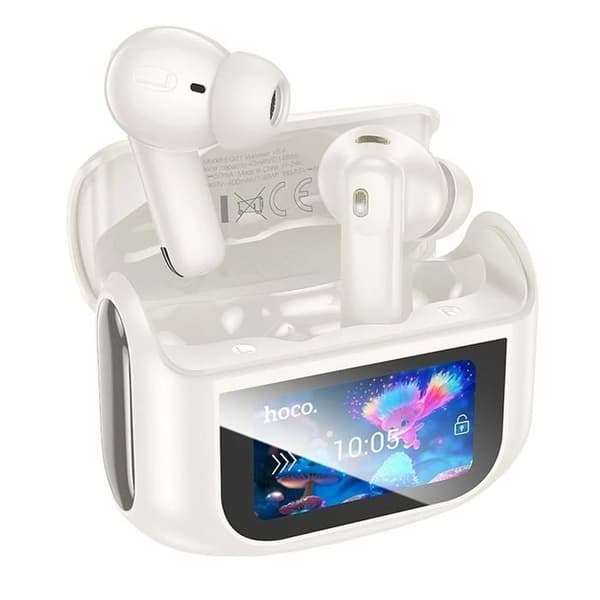 Bluetooth-hörlurar - Hoco - EQ21 - ANC - ENC - TWS - Vit med LED-touchskärm