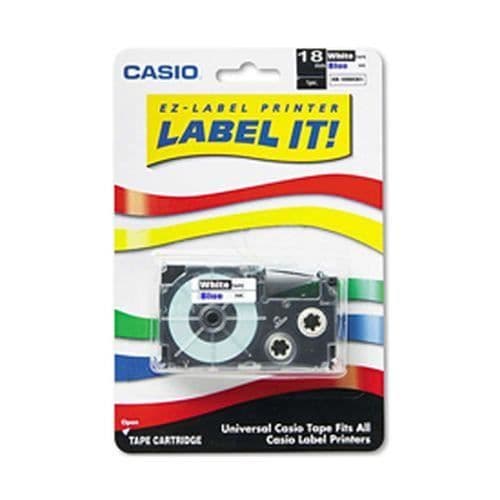 Casio XR-18WEB1 etikettremsa blå på vitt - för Casio KL 820-L-EH