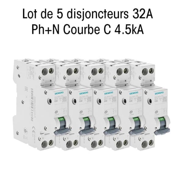 Förpackning med 5 elektriska säkringar fas + neutral 32A