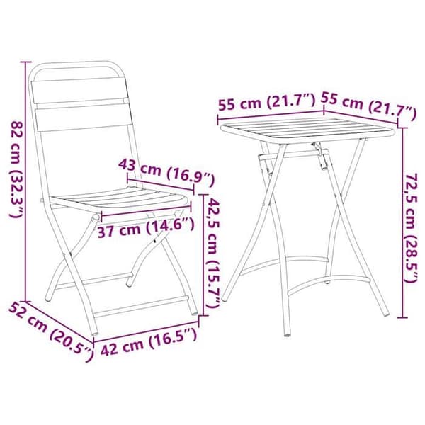 vidaXL Bistroset 3 delar Beige Stål 42002953