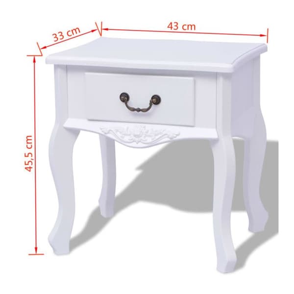 vidaXL Sängbord 2 st MDF Vit