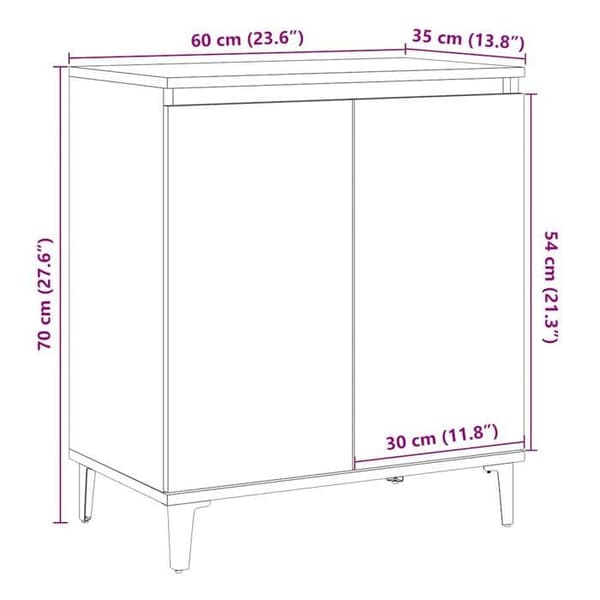 vidaXL Buffé gammalt trä 60x35x70 cm ingenjörsträ 856478