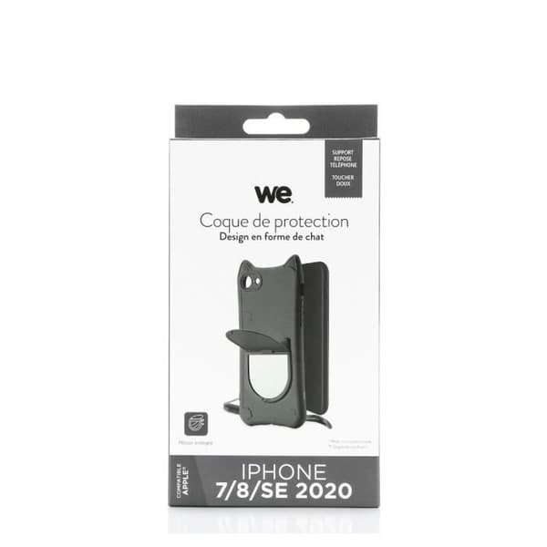 WE Skyddsskal KATT APPLE IPHONE 7 / 8 / SE 2020 Svart