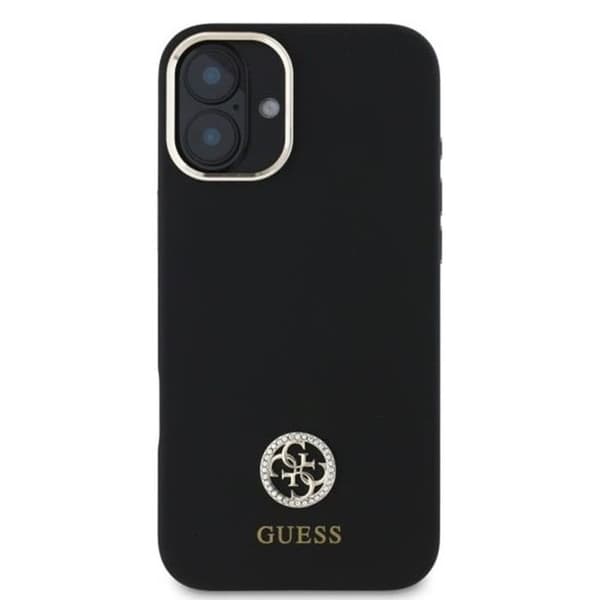 Guess Silikonfodral med Strass 4G för iPhone 16 - Svart