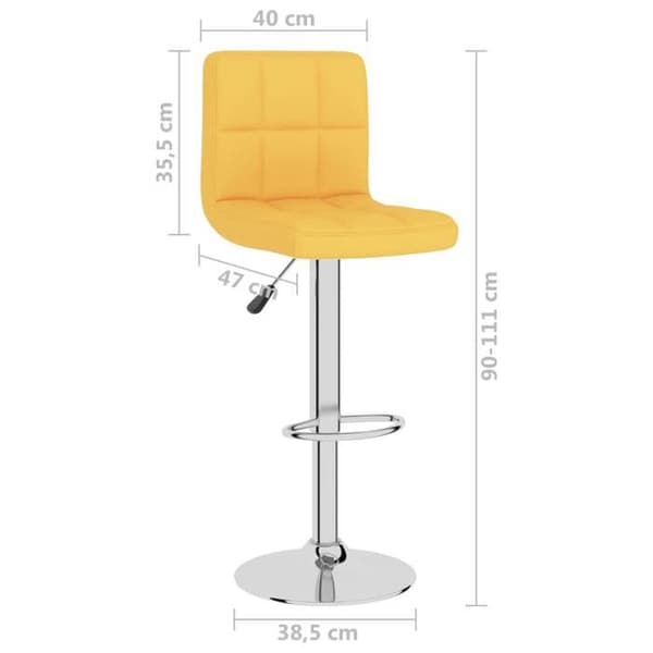 vidaXL Barstolar set om 2 senapsgul tyg 334246