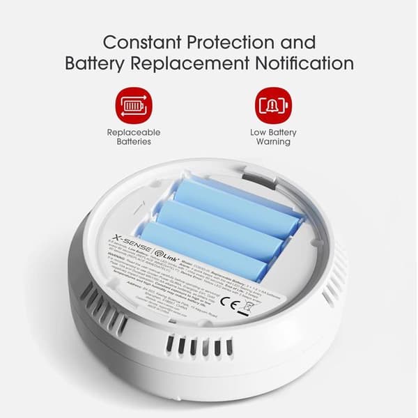 Trådlös X-Sense CO03D-W Kolfondetektor, Utbytbart Batteri