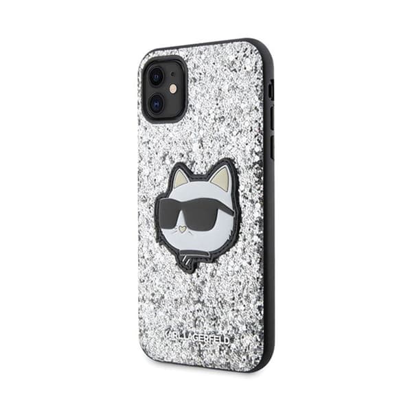 Karl Lagerfeld NFT Glitter Choupette Patch - Fodral för iPhone 11 (silver)