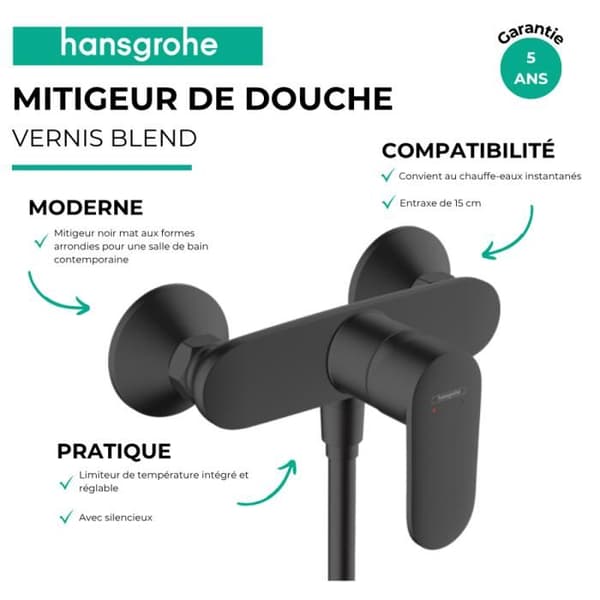 Badrumsduschkranar HANSGROHE Vernis Blend mattsvart - 71640670