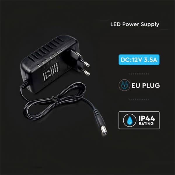 Transformator - V-TAC - 2672 - Strömförsörjning 12V 42W - 2-pins EU-kontakt - IP44