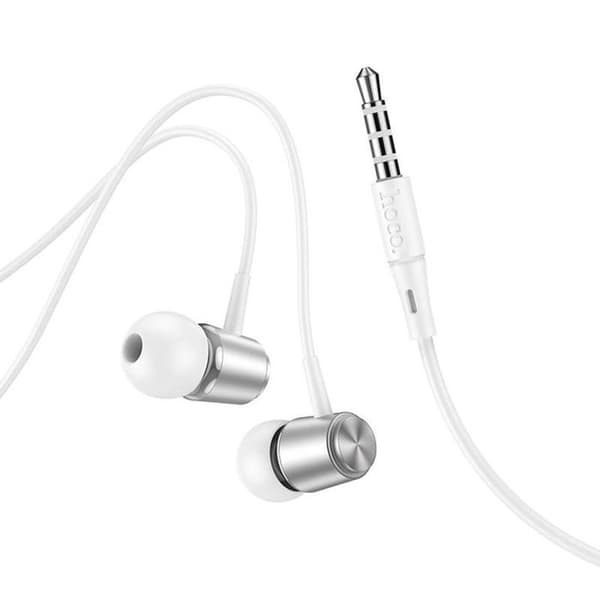 Trådbundet headset 3,5 mm med mikrofon, 1,2 m - Hoco (M108) - Vit