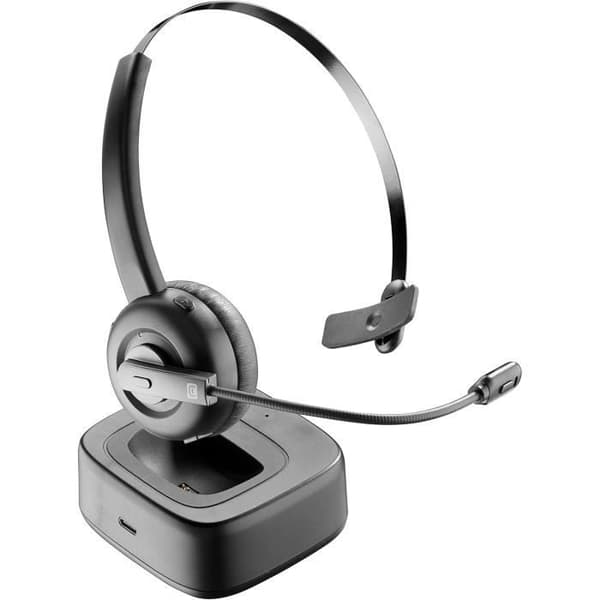 Cellularline Home Office React – Mono Bluetooth-hörlurar med laddningsbas, justerbar mikrofon, 35 h