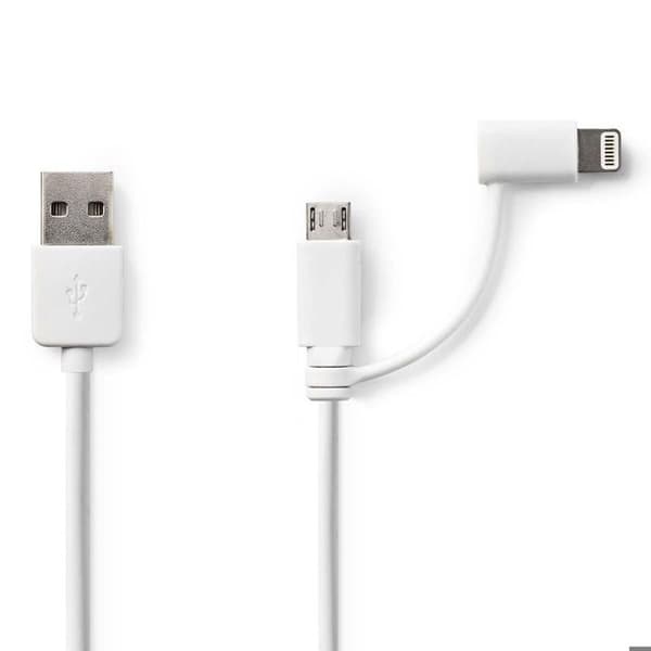 Laddningskabel - Nedis - Lightning USB (M) till Micro-USB - 1 m - Vit - Synkronisering