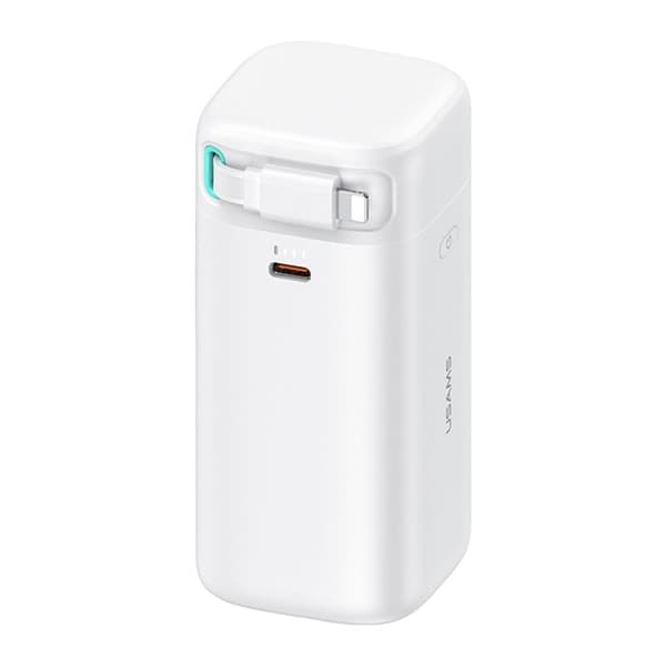 USB-C PD45W extern batteri 18 000 mAh med Lightning-kabel - Usams (US-CD217) - Vit