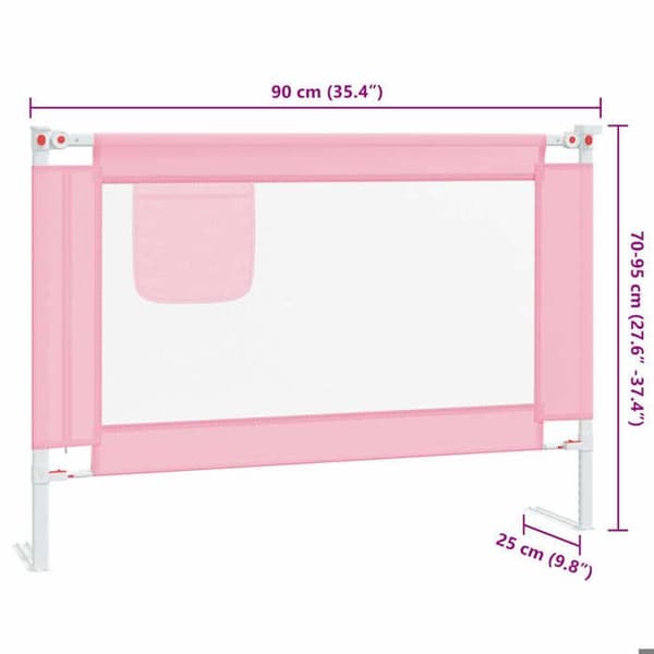 vidaXL Barnsäng Säkerhetsstaket Rosa 90x25 cm Tyg