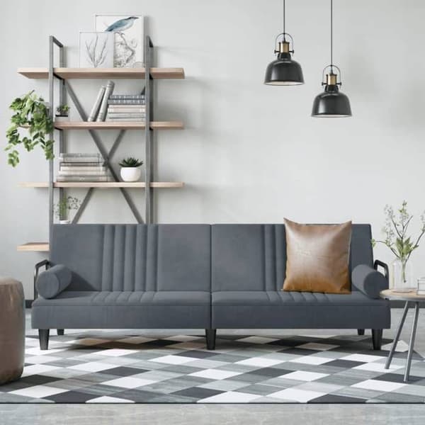 vidaXL bäddsoffa med armstöd mörkgrå sammet 351895