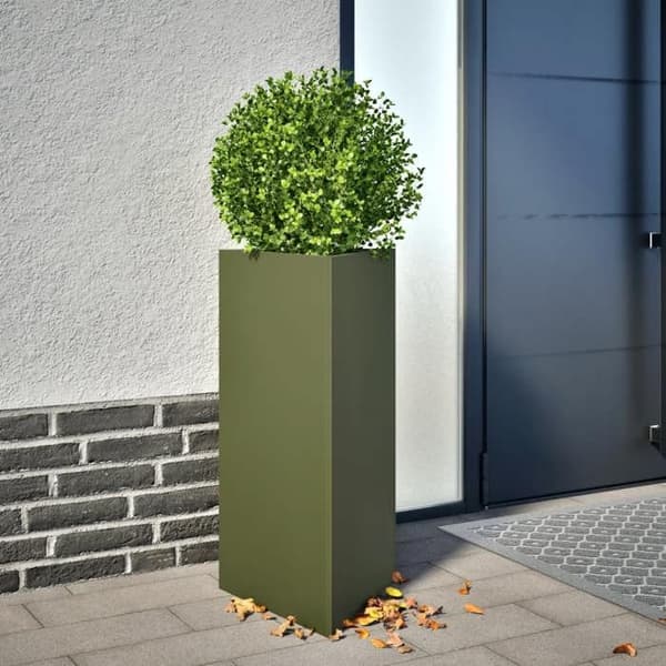 vidaXL Triangulär planteringslåda grön oliv 40x34,5x70 cm stål 851163