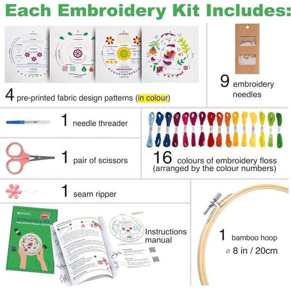 Broderikit - AZA100 - 33 Olika Punkter - Videotutorials - Kvalitetsmaterial