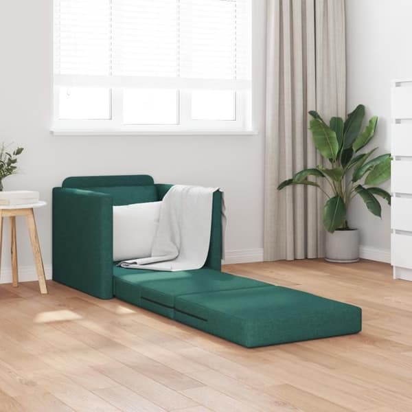 Soffa säng 2 i 1 Mörkgrön 74x77x81 cm Tyg