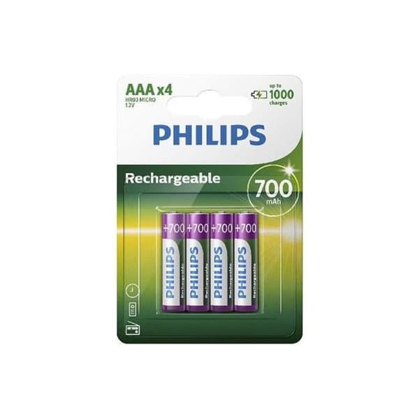 Pack med 4 uppladdningsbara Philips AAA LR03 700 mAh