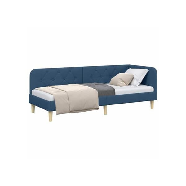 Sängram i tyg - vidaXL - 80x200 cm - Blå - L-formad design - Mångsidig bäddsoffa