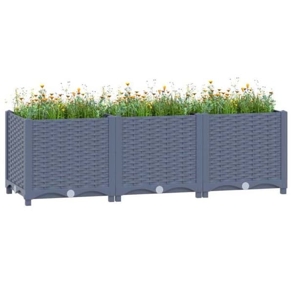 Upphöjd säng - vidaXL - 120x40x38 cm - Polypropen - Grå - Rektangulär