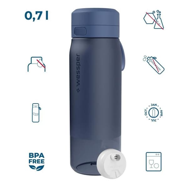 Gourde Tritan 700 ml - Wessper B2 TRITAN Actitex™, filtreringsflaska, blå