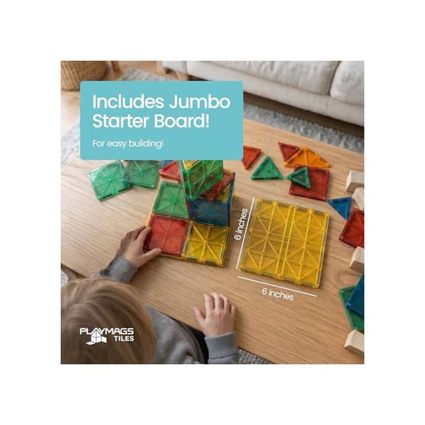 Magnetisk konstruktionsspel - Playmags - 100 delar kit med bil