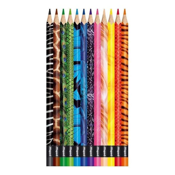 Färgpennor - Maped - COLOR PEPS Djur - Triangulär - 12 stycken - Stift 2,9 mm