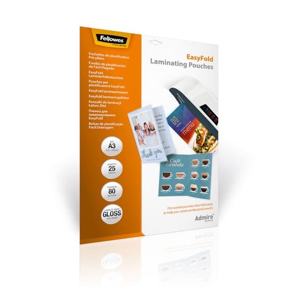 FELLOWES ADMIRE EASYFOLD FÖRPACKNING MED 25 PRE-PL LAMINERINGSFÅSAR