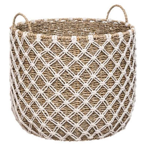 Set om 3 Macramé korgar "Palm" 43cm Beige