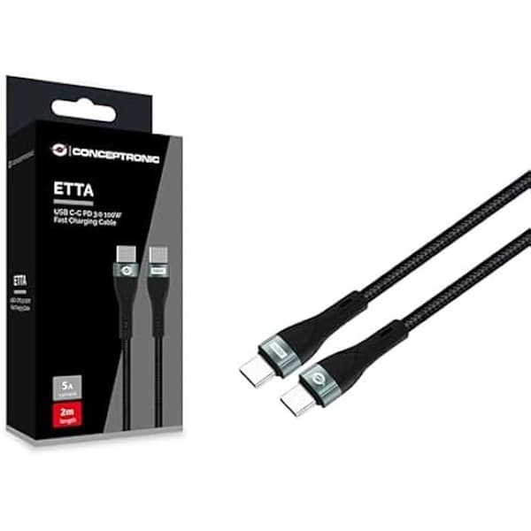 USB-C 3.0-kabel - CONCEPTRONIC - 2,00 m - 5 A - 480 Mbps - Svart