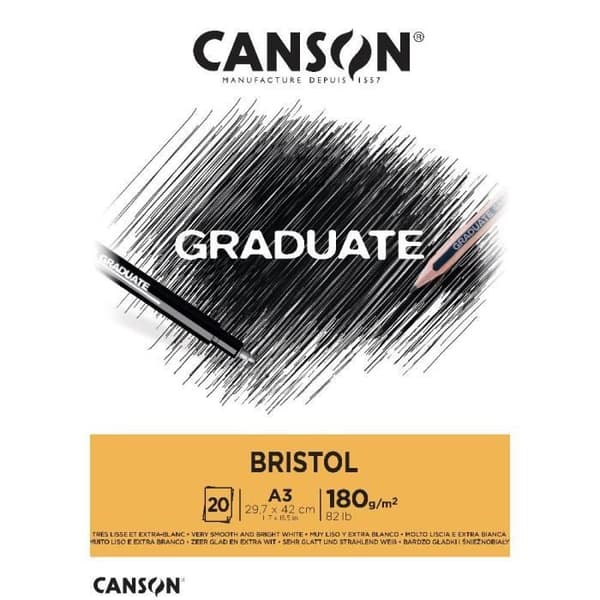 Pappersdyna - CANSON - Graduate Bristol - 20 ark - A3 - 180 g/m² - Extra vit