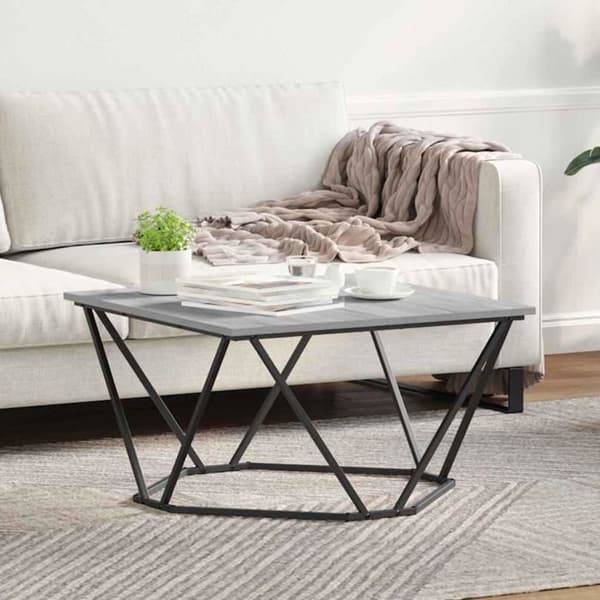 Modern soffbord - vidaXL - Grå Sonoma - Ingenjörsträ och stål - 80x80x45 cm - Modern stil - Lättskött