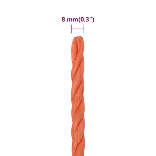 152929 vidaXL Arbetsrep Orange 8 mm 50 m Polypropen