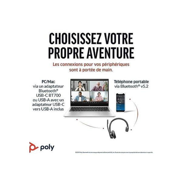 Trådlös headset - POLY - Voyager 4310 UC - Monoljud - Batteritid 24h - Räckvidd 50m