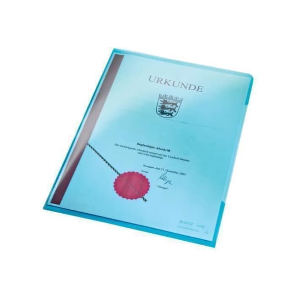 Leitz A4 hörnficka för 40 ark blå med transparent frontpärm