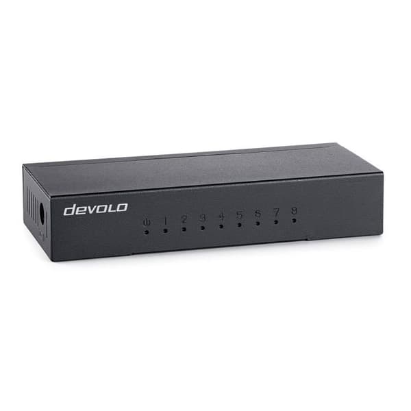 Switch Ethernet Gigabit - Devolo - 07234 - 8 portar - Utan fläkt - Svart