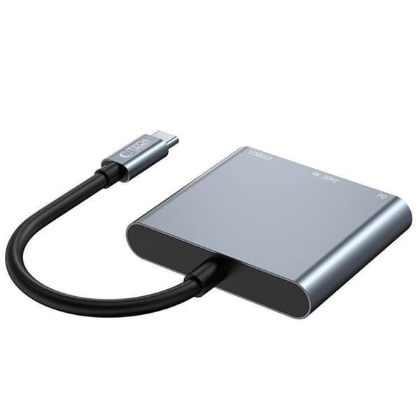 Multifunktionshub 3 i 1 - Tech-Protect V1-Hub - USB 3.0 - HDMI - Ethernet - Grå