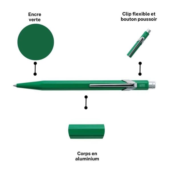 Kulspenna - Grön - Metall - Medium spets - Caran d'Ache - 849