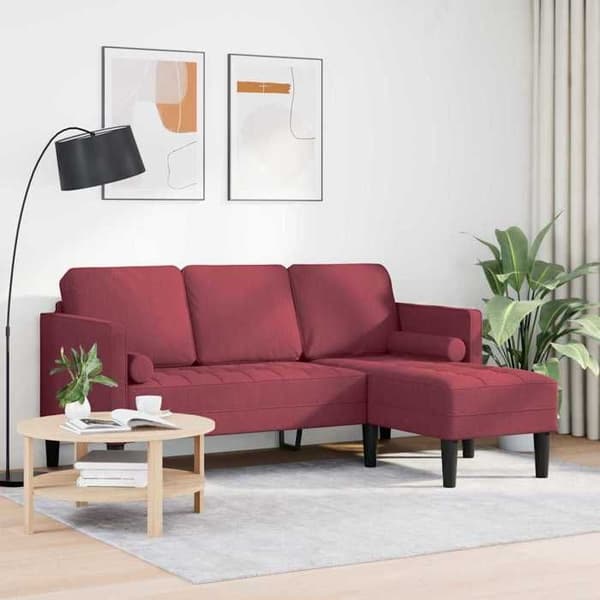 Röd vinsoffgrupp 173 x 131 x 67 cm tyg