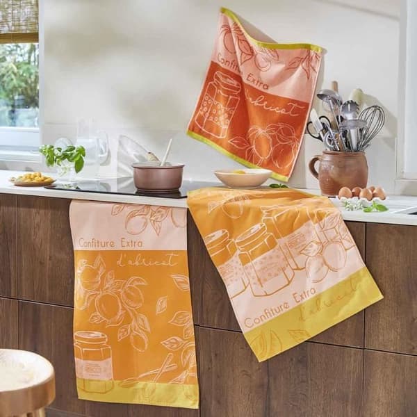 Orange jacquard tryckta handdukar 50x50