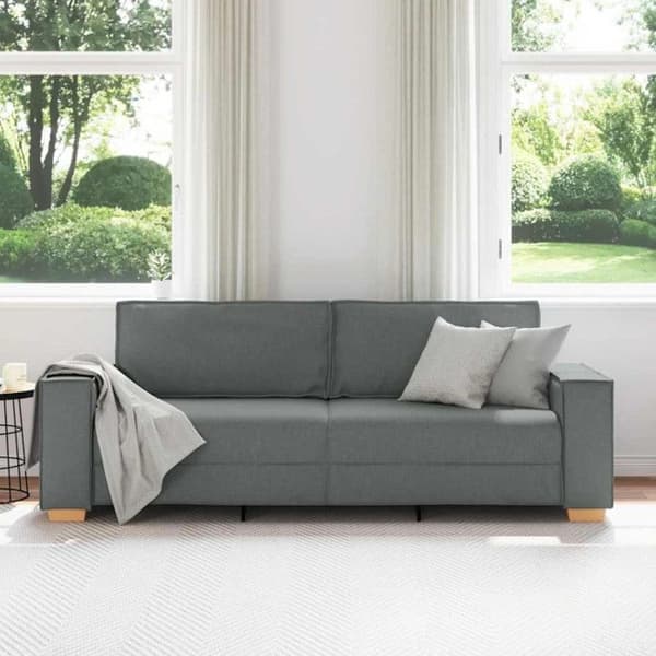 Soffa 3 platser - Mörkgrå - Tyg 100% polyester - Modern design - Mjuk komfort